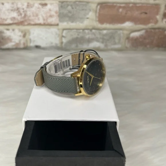 Nixon Kensington Leather Light Gold/Charcoal Casual Designer Women's Watch - Picture 6 of 10